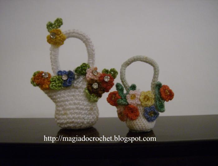 cestinhas crochet flores miniaturas